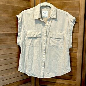 Abercrombie & Fitch x Sister Studio/Jen Reed Linen Blend Camp Shirt ~ S